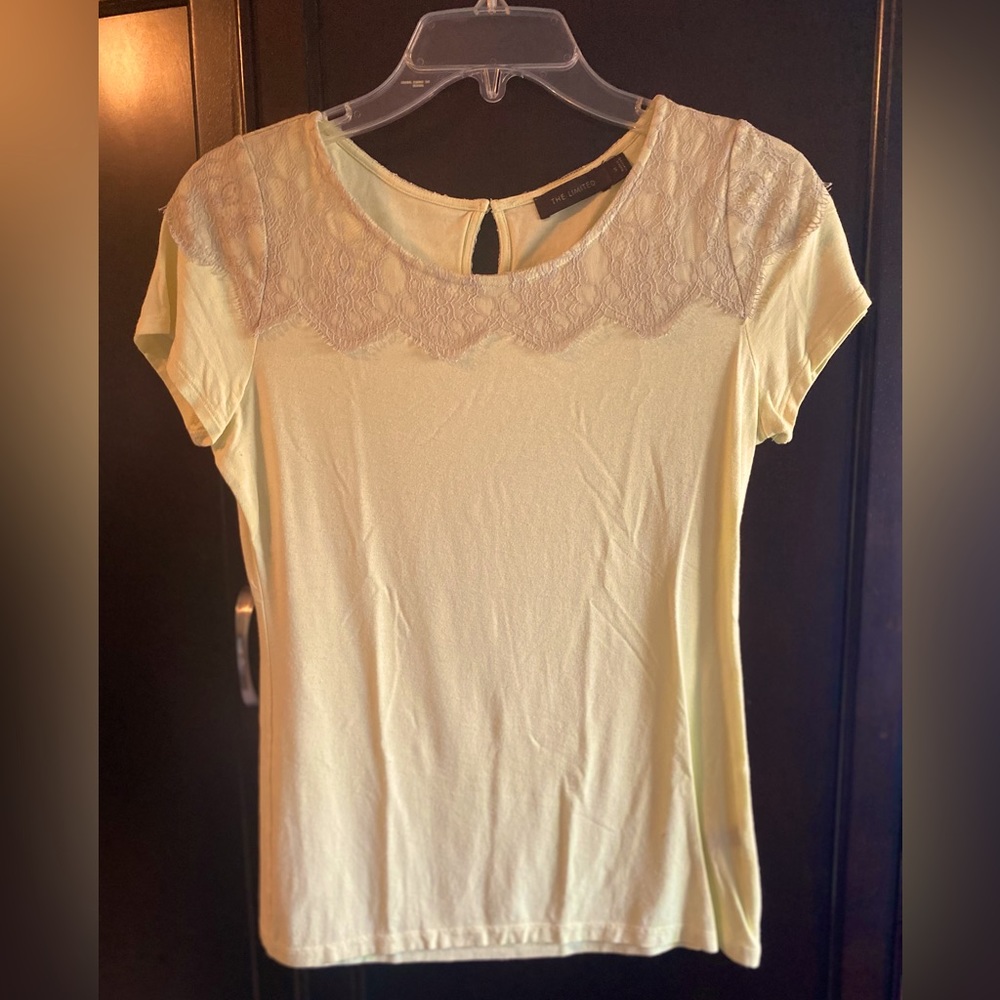 The Limited buttercream top with lace embellishment